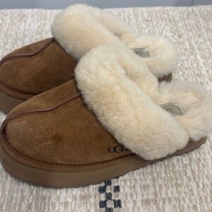 UGG Soft Disquette Platform Slippers Chestnut Women's Shoes
